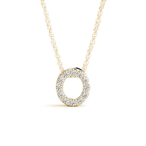 Initial O Pendant, Front view in yellow gold