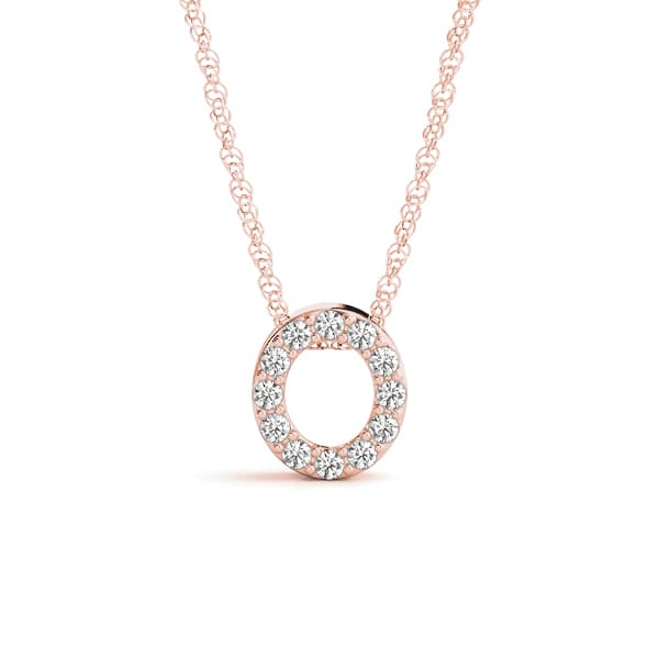 Initial O Pendant, Front view in rose gold