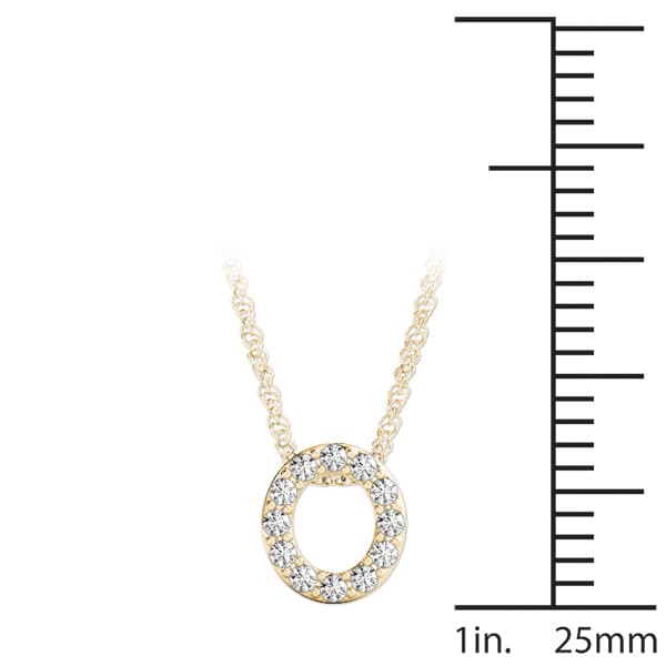 Initial O Pendant, On hand view in yellow gold