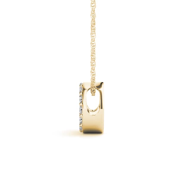 Initial O Pendant, Side view in yellow gold
