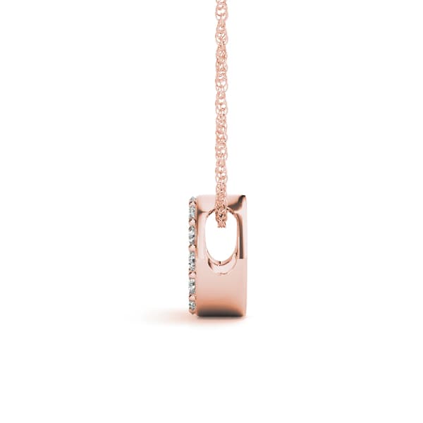 Initial O Pendant, Side view in rose gold
