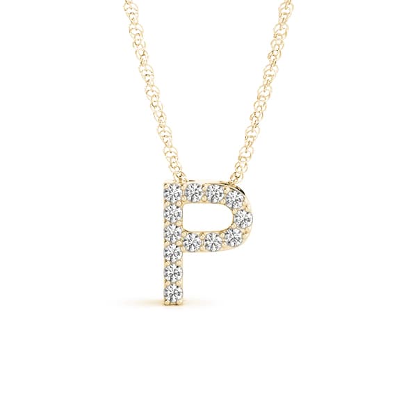 Initial P Pendant, Front view in yellow gold