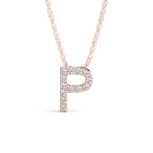 Initial P Pendant, Front view in rose gold
