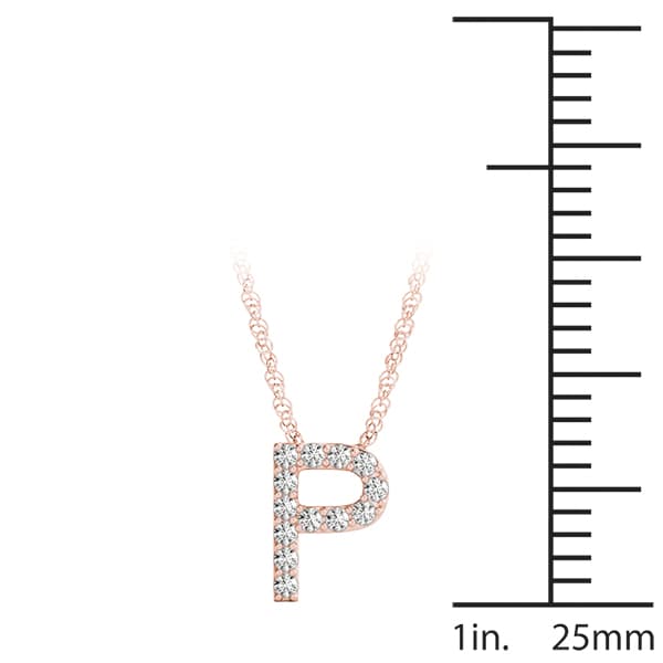Initial P Pendant, On hand view in rose gold