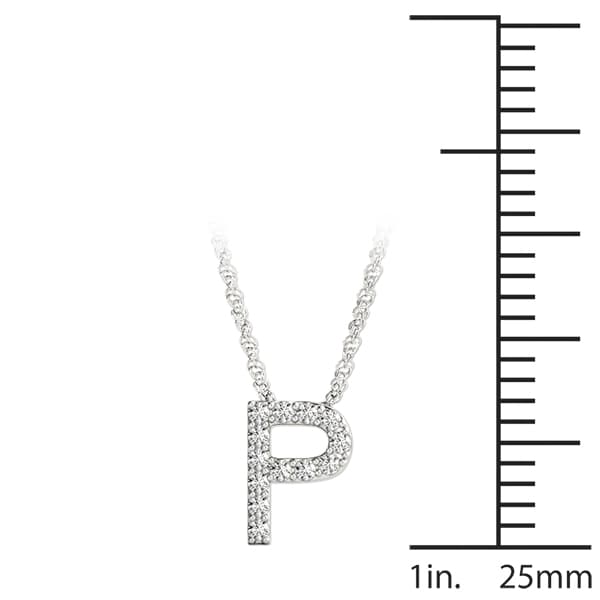 Initial P Pendant, On hand view in white gold or platinum