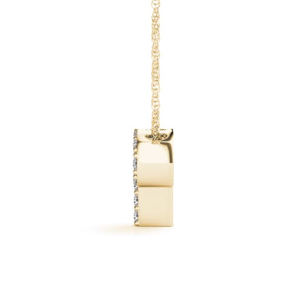 Initial P Pendant, Side view in yellow gold