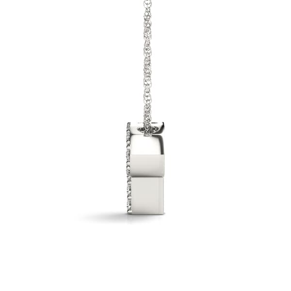 Initial P Pendant, Side view in white gold or platinum