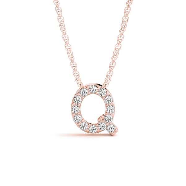 Initial Q Pendant, Front view in rose gold