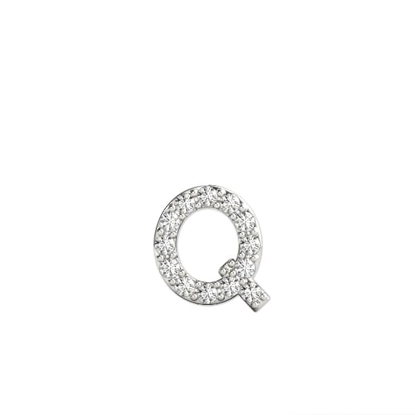 Initial Q Pendant, On hand view in white gold or platinum