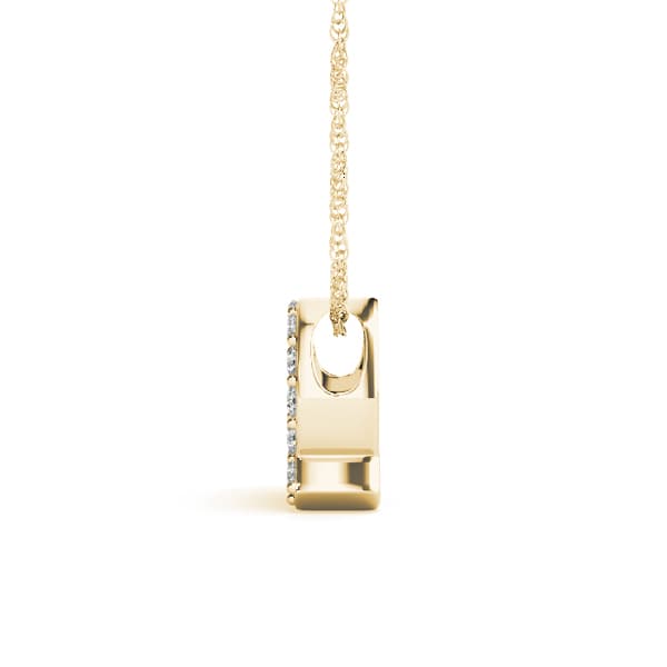 Initial Q Pendant, Side view in yellow gold