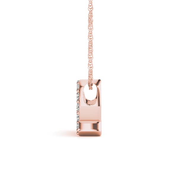 Initial Q Pendant, Side view in rose gold