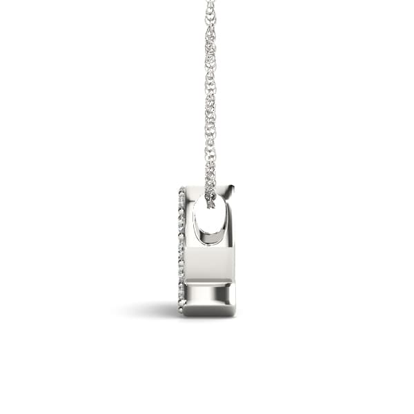 Initial Q Pendant, Side view in white gold or platinum