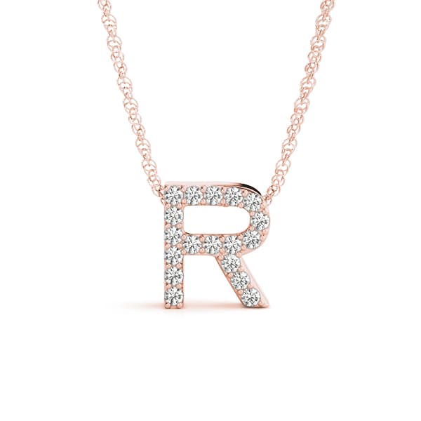 Initial R Pendant, Front view in rose gold