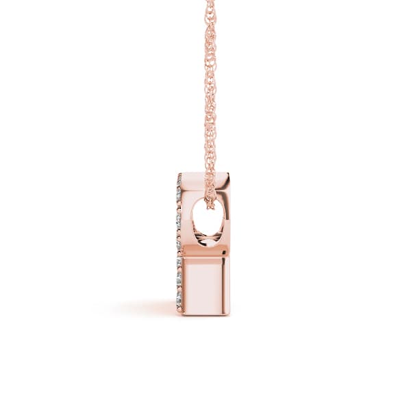 Initial R Pendant, Side view in rose gold