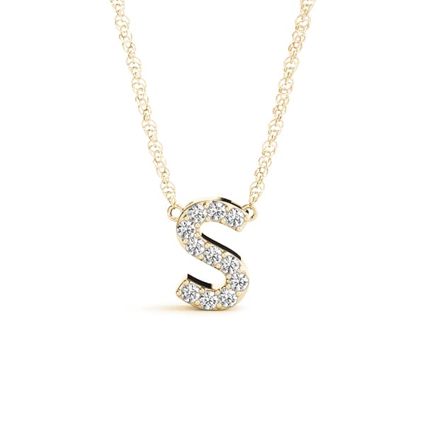 Initial S Pendant, Front view in yellow gold