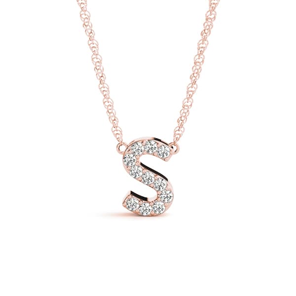 Initial S Pendant, Front view in rose gold
