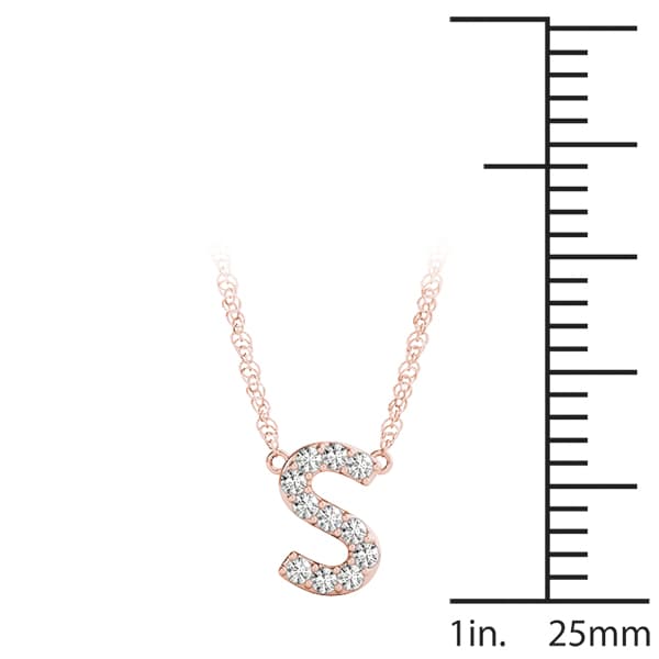 Initial S Pendant, On hand view in rose gold