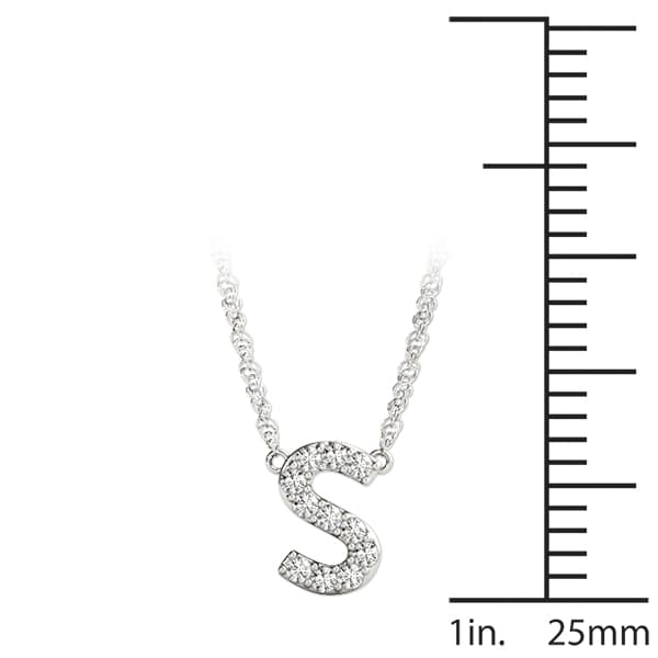 Initial S Pendant, On hand view in white gold or platinum