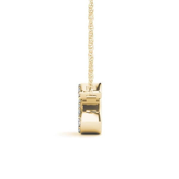 Initial S Pendant, Side view in yellow gold