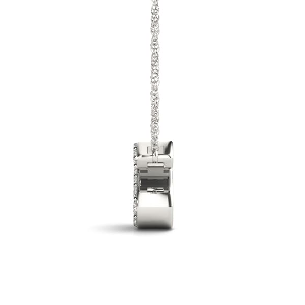 Initial S Pendant, Side view in white gold or platinum