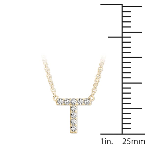 Initial T Pendant, On hand view in yellow gold