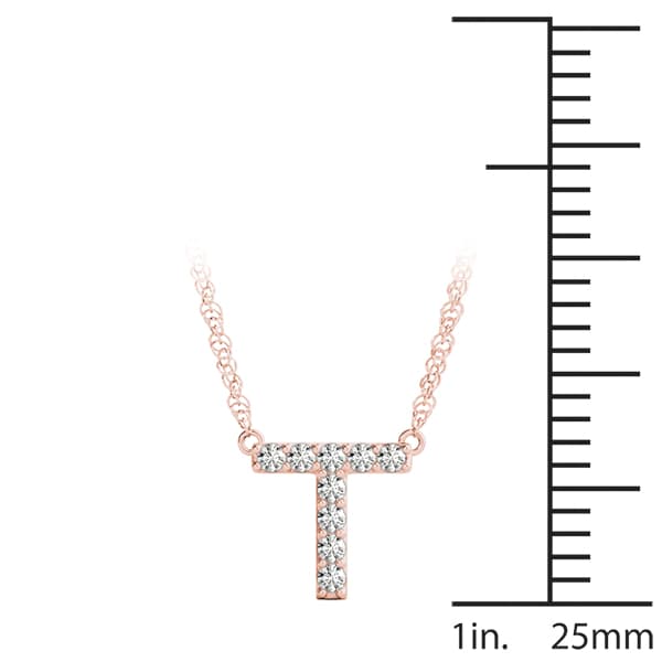 Initial T Pendant, On hand view in rose gold