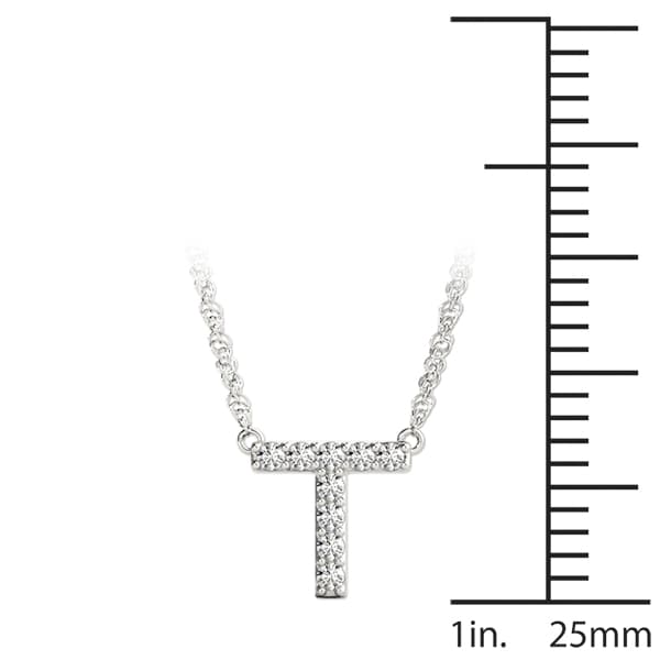 Initial T Pendant, On hand view in white gold or platinum