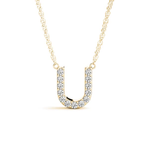 Initial U Pendant, Front view in yellow gold