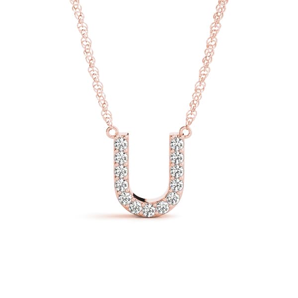 Initial U Pendant, Front view in rose gold