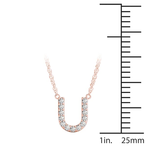 Initial U Pendant, On hand view in rose gold