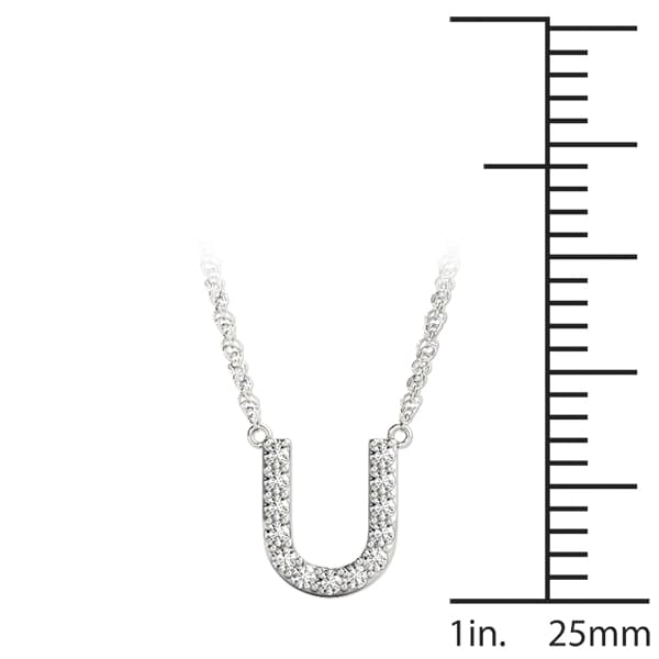 Initial U Pendant, On hand view in white gold or platinum
