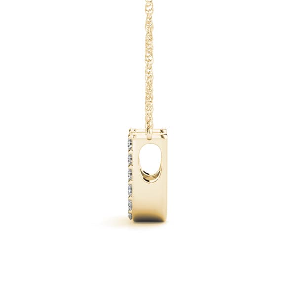 Initial U Pendant, Side view in yellow gold