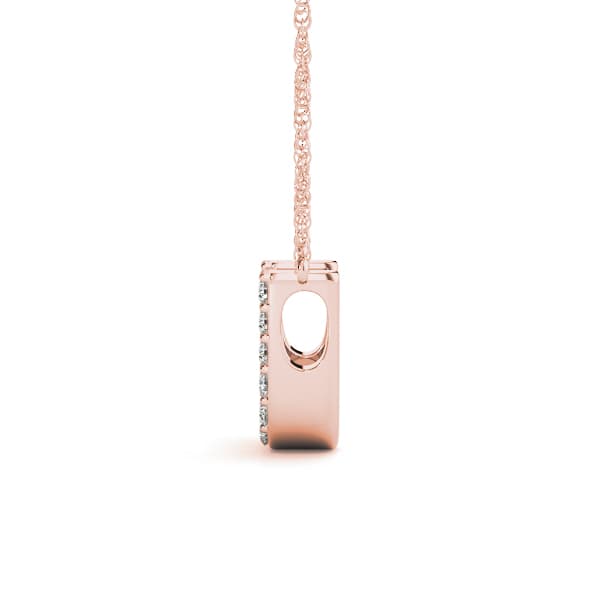 Initial U Pendant, Side view in rose gold