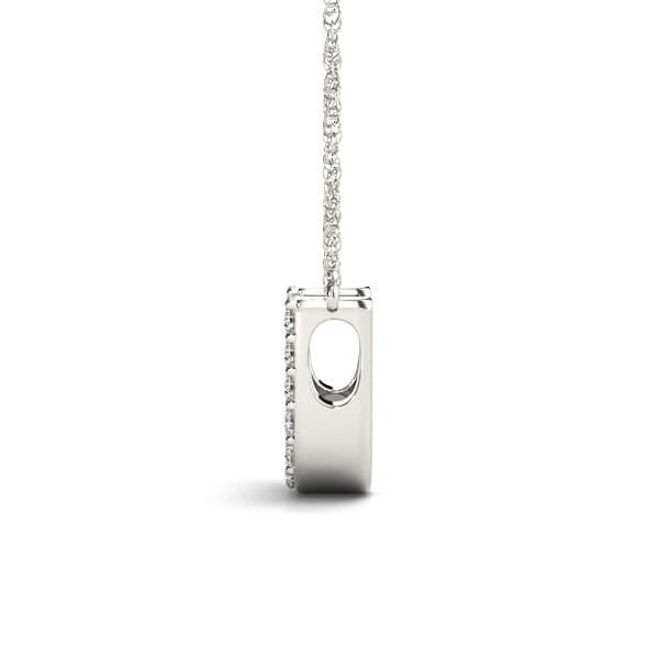 Initial U Pendant, Side view in white gold or platinum