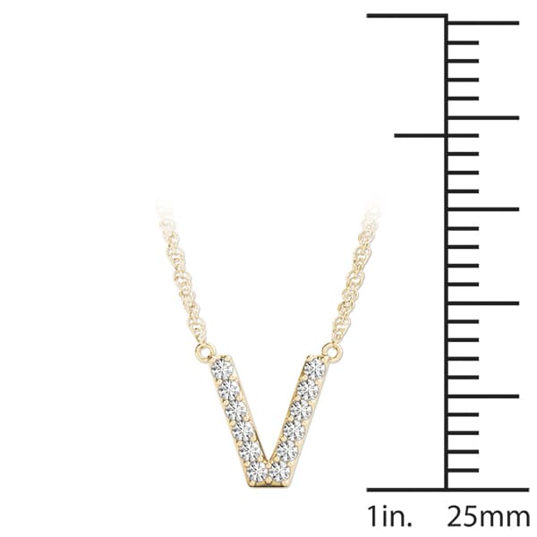 Initial V Pendant, On hand view in yellow gold