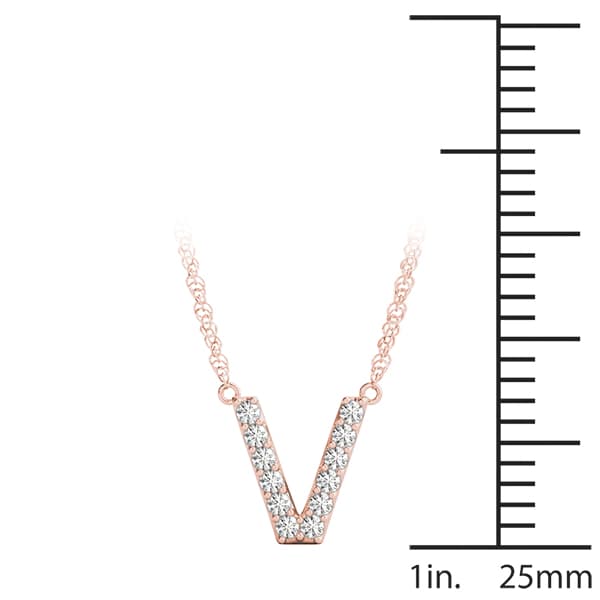 Initial V Pendant, On hand view in rose gold