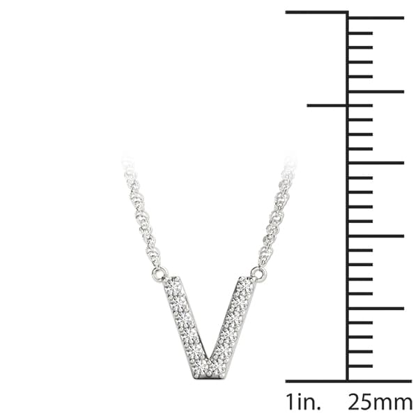 Initial V Pendant, On hand view in white gold or platinum