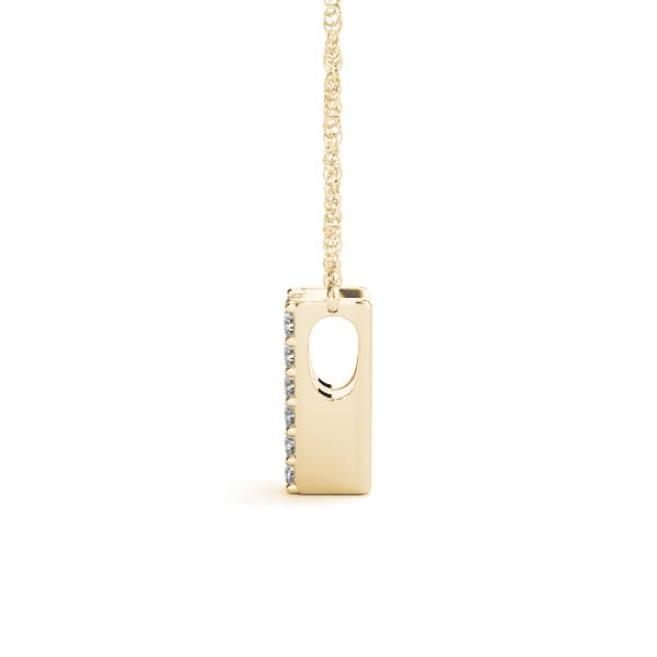 Initial V Pendant, Side view in yellow gold