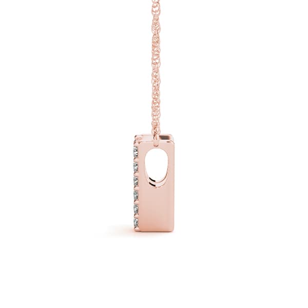 Initial V Pendant, Side view in rose gold