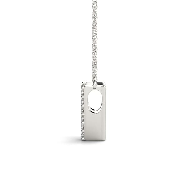 Initial V Pendant, Side view in white gold or platinum