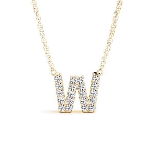 Initial W Pendant, Front view in yellow gold