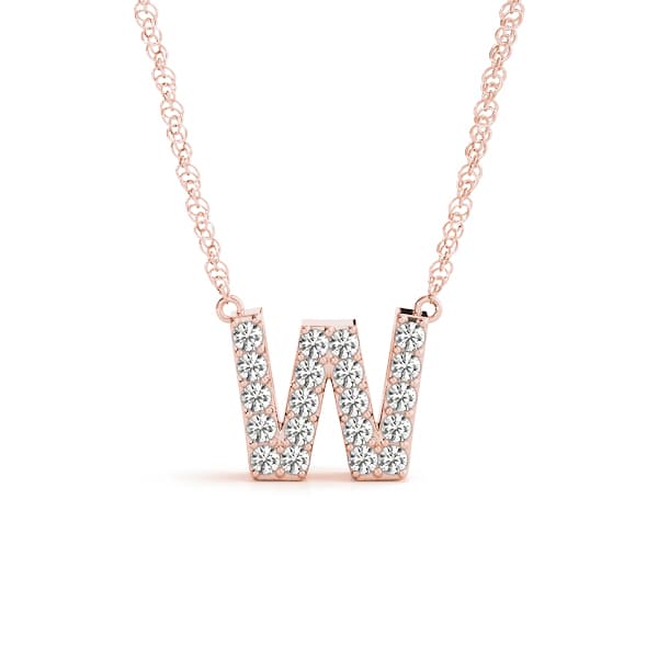 Initial W Pendant, Front view in rose gold