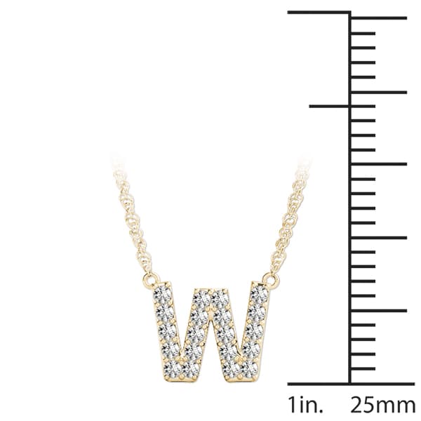 Initial W Pendant, On hand view in yellow gold