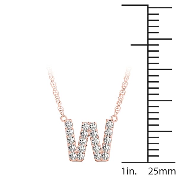 Initial W Pendant, On hand view in rose gold