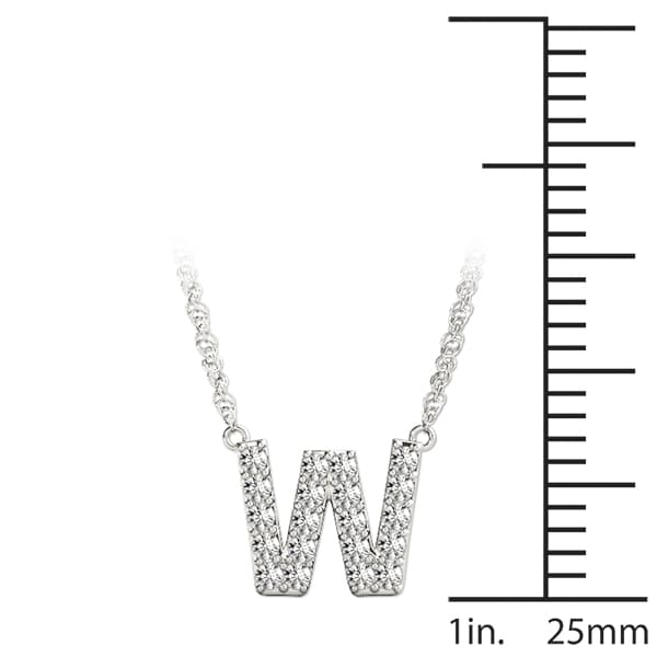Initial W Pendant, On hand view in white gold or platinum