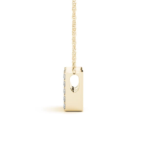 Initial W Pendant, Side view in yellow gold