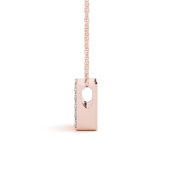 Initial W Pendant, Side view in rose gold