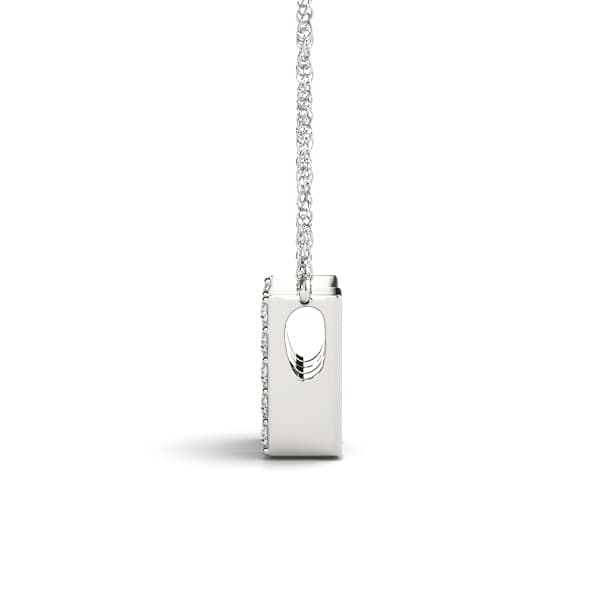 Initial W Pendant, Side view in white gold or platinum