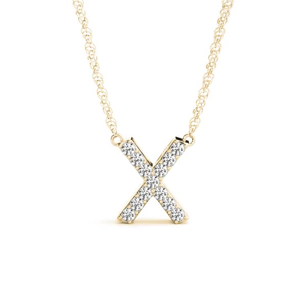 Initial X Pendant, Front view in yellow gold