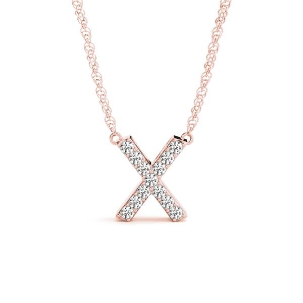 Initial X Pendant, Front view in rose gold